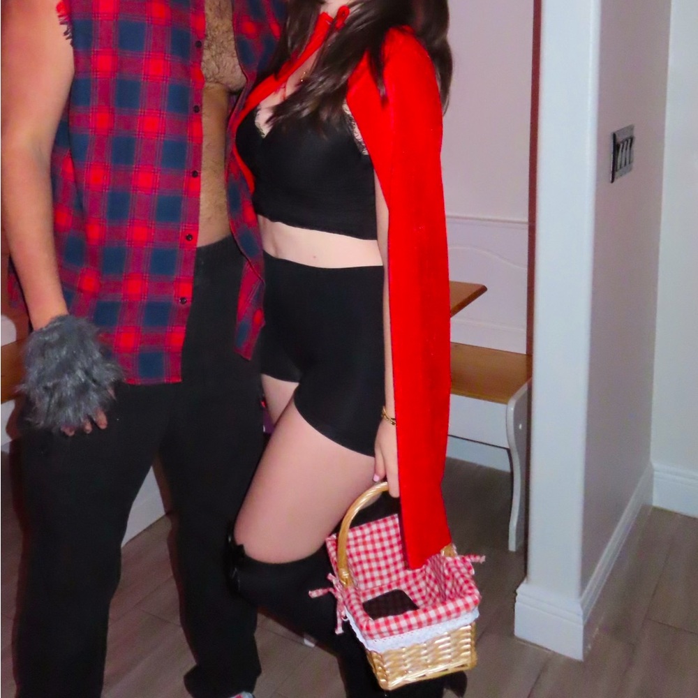 Red riding hood costume basket and red hood